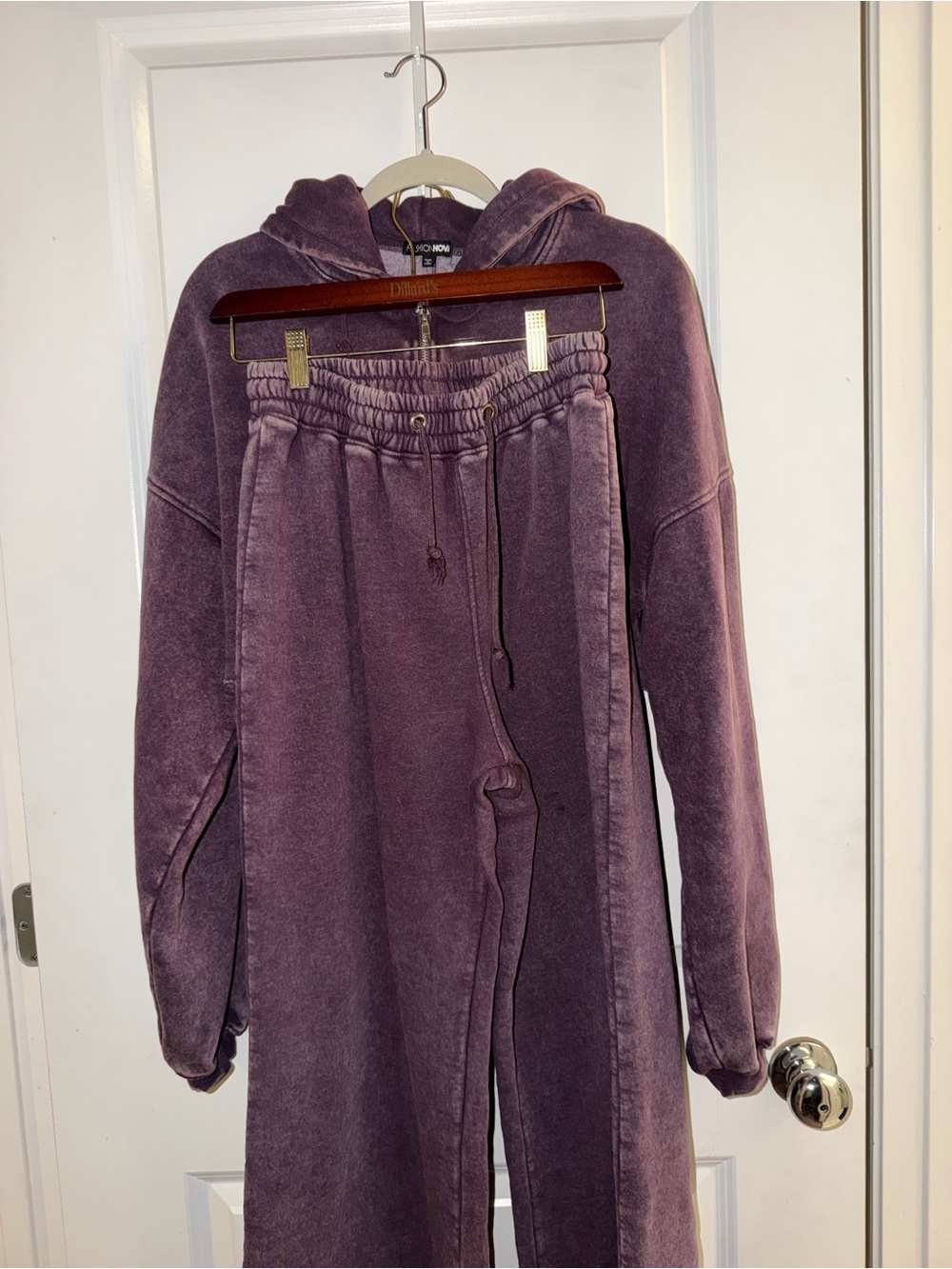 Fashion Nova Plush Hooded Jogger Set - Plum